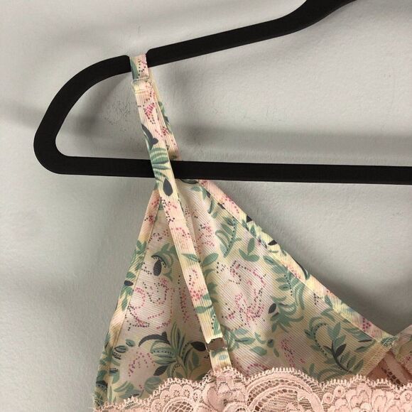 Victoria's Secret Size Small Gold Crown Label Bralette Unlined Floral Pink Lace - Picture 9 of 16